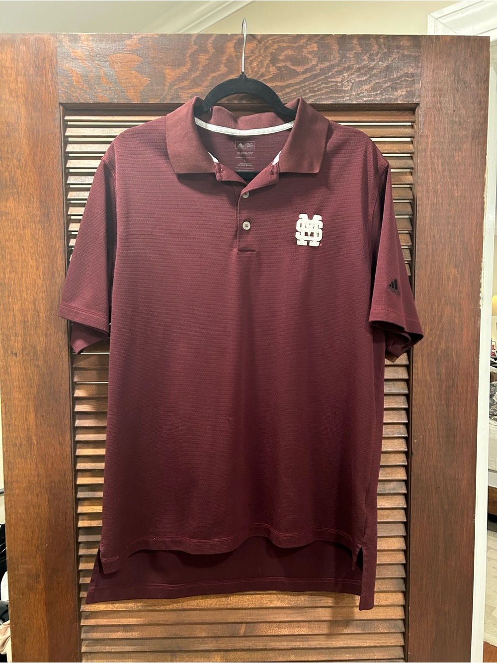 Men's Maroon Polo Shirt with Mississippi State Baseball Logo - Adidas